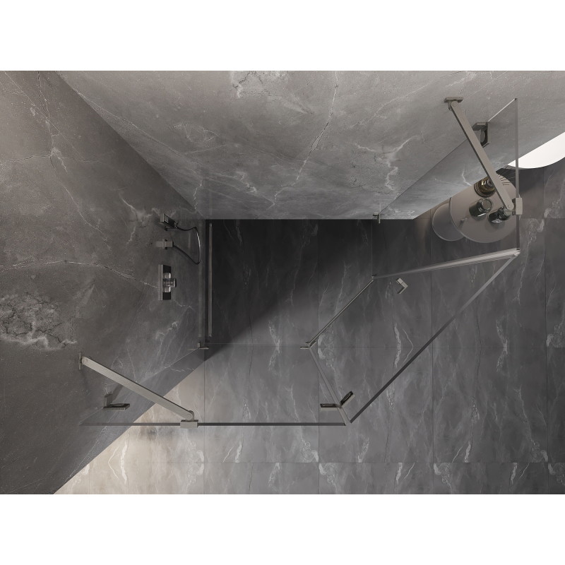Mexen Lunar cabine de douche pentagonale pivotante gauche 100 x 80 cm, transparent, nickel brossé - 831-100L-080P-97-00-L