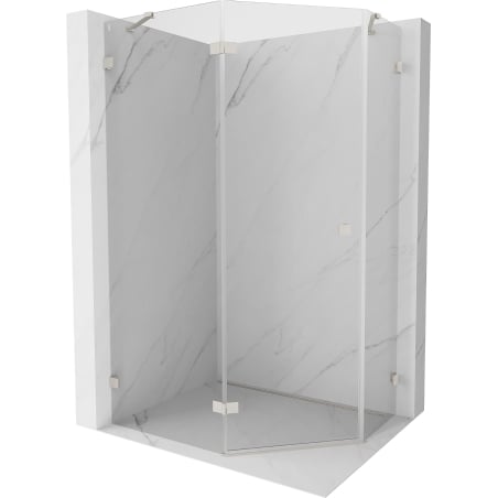Mexen Lunar cabine de douche pentagonale pivotante gauche 100 x 90 cm, transparent, nickel brossé - 831-100L-090P-97-00-L