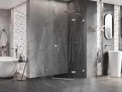 Mexen Lunar cabine de douche pentagonale pivotante droite 80 x 80 cm, transparent, chrome - 831-080P-080L-01-00-P