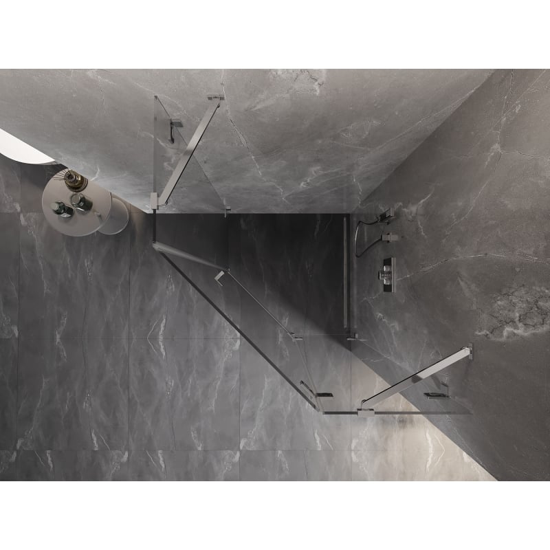 Mexen Lunar cabine de douche pentagonale pivotante droite 80 x 80 cm, transparent, chrome - 831-080P-080L-01-00-P