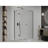 Mexen Roma cabine de douche pivotante 100 x 90 cm, transparente, noire + receveur Flat, blanc - 854-100-090-70-00-4010B