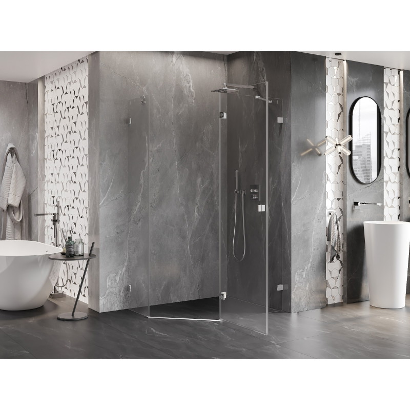 Mexen Lunar cabine de douche pentagonale pivotante droite 100 x 80 cm, transparent, chrome - 831-100P-080L-01-00-P