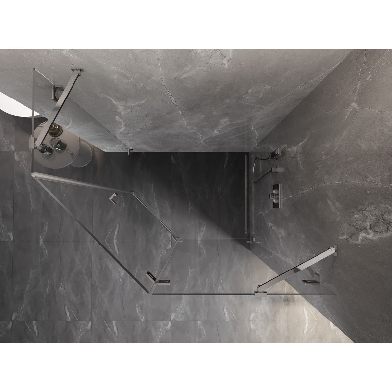 Mexen Lunar cabine de douche pentagonale pivotante droite 100 x 80 cm, transparent, chrome - 831-100P-080L-01-00-P