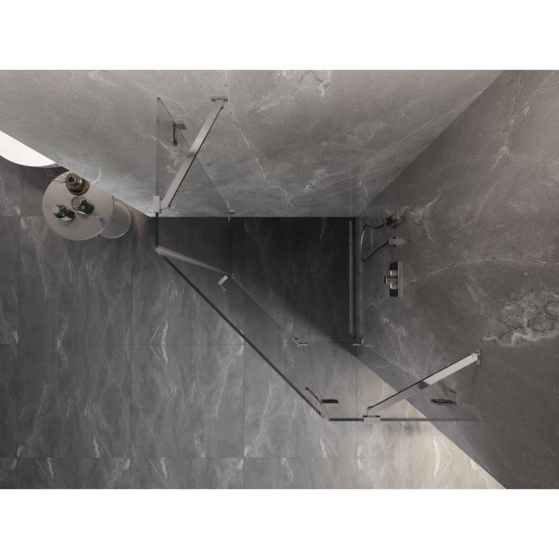 Mexen Lunar cabine de douche pentagonale pivotante droite 100 x 100 cm, transparent, chrome - 831-100P-100L-01-00-P