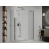 Mexen Roma cabine de douche à charnière 100 x 110 cm, transparent, noir + receveur plat, blanc - 854-100-110-70-00-4010B
