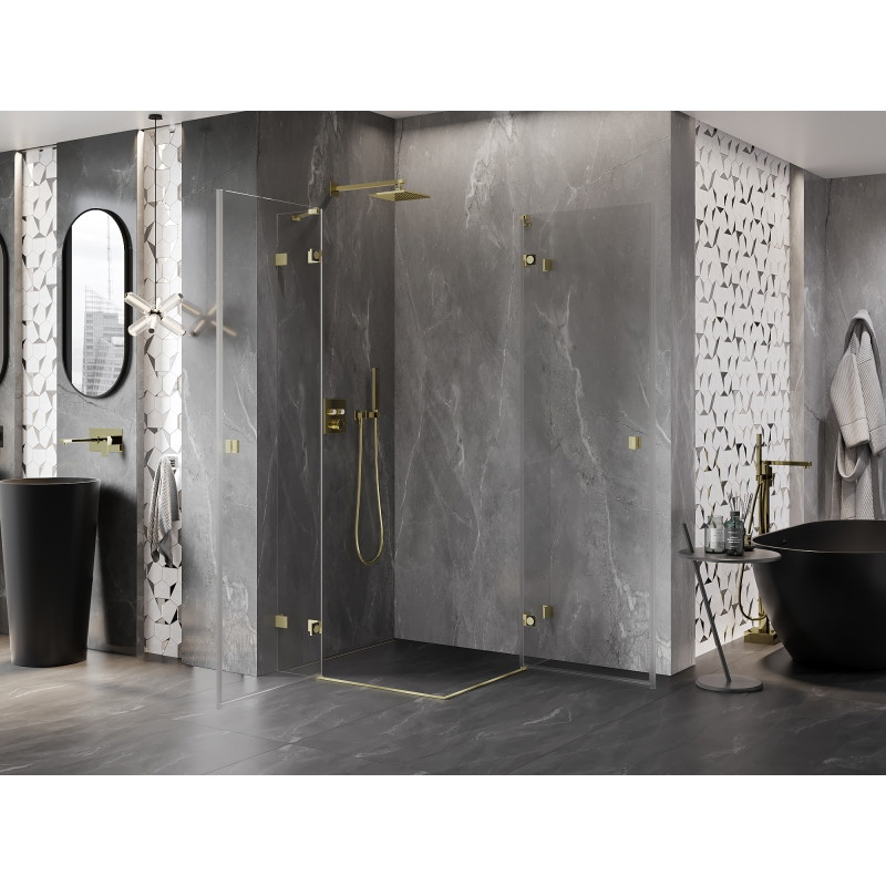 Mexen Lunar Duo cabine de douche pivotante 85 x 85 cm, transparent, or brossé - 834-085L-085P-55-00