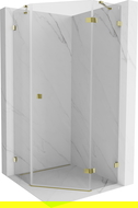Mexen Lunar cabine de douche pentagonale pivotante droite 80 x 80 cm, transparent, or - 831-080P-080L-50-00-P