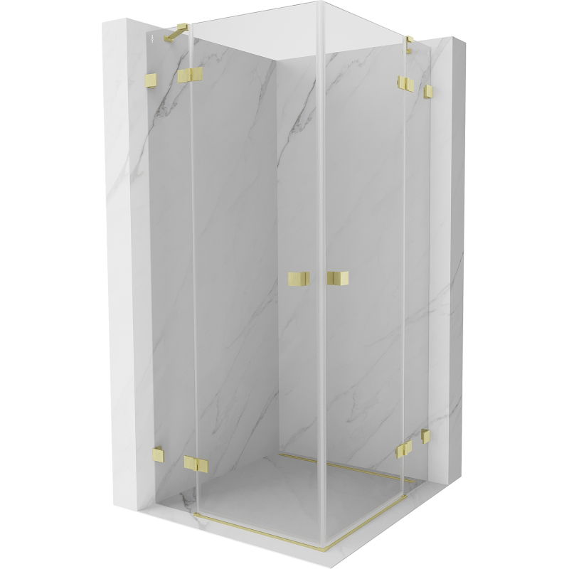 Mexen Lunar Duo cabine de douche pivotante 100 x 100 cm, transparente, or brossé - 834-100L-100P-55-00