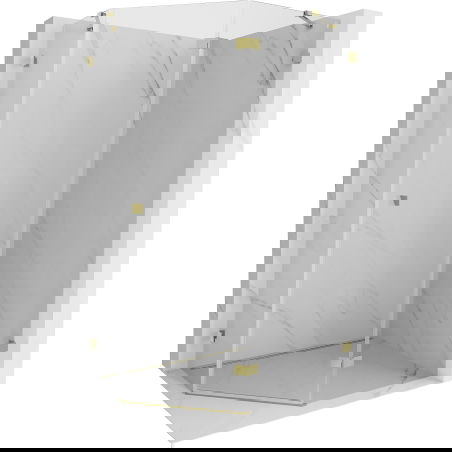 Mexen Lunar cabine de douche pentagonale pivotante droite 90 x 80 cm, transparent, or - 831-090P-080L-50-00-P