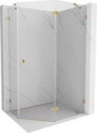 Mexen Lunar cabine de douche pentagonale pivotante droite 90 x 80 cm, transparent, doré - 831-090P-080L-50-00-P