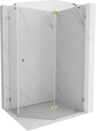 Mexen Lunar cabine de douche pentagonale pivotante droite 100 x 80 cm, transparente, dorée - 831-100P-080L-50-00-P
