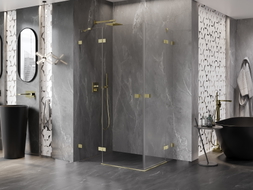 Mexen Lunar Duo cabine de douche pivotante gauche 110 x 85 cm, transparent, or brossé - 834-110L-085P-55-00