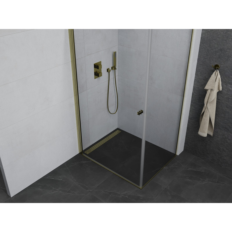 Mexen Pretoria cabine de douche pivotante 80 x 90 cm, transparent, or - 852-080-090-50-00