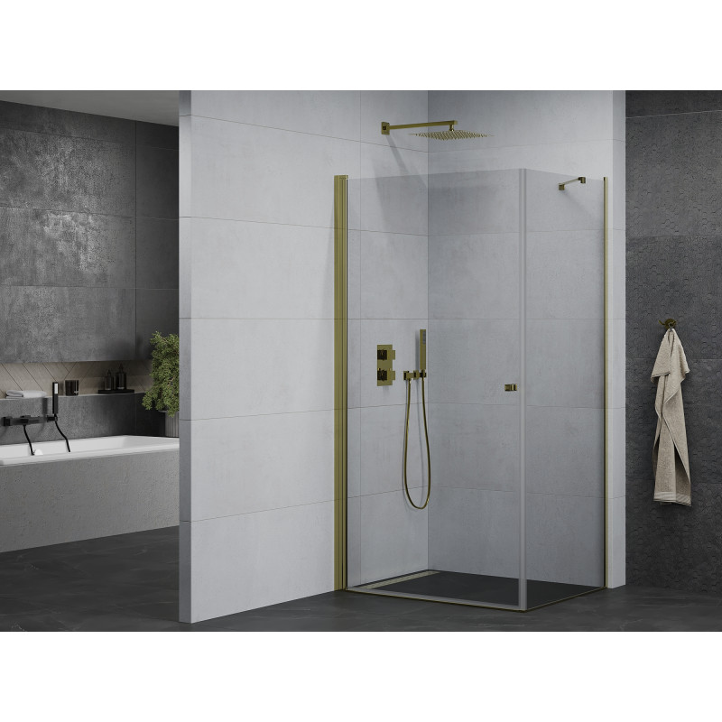 Mexen Pretoria cabine de douche pivotante 80 x 100 cm, transparent, or - 852-080-100-50-00