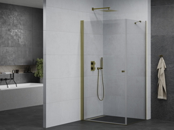 Mexen Pretoria cabine de douche pivotante 80 x 100 cm, transparent, doré - 852-080-100-50-00