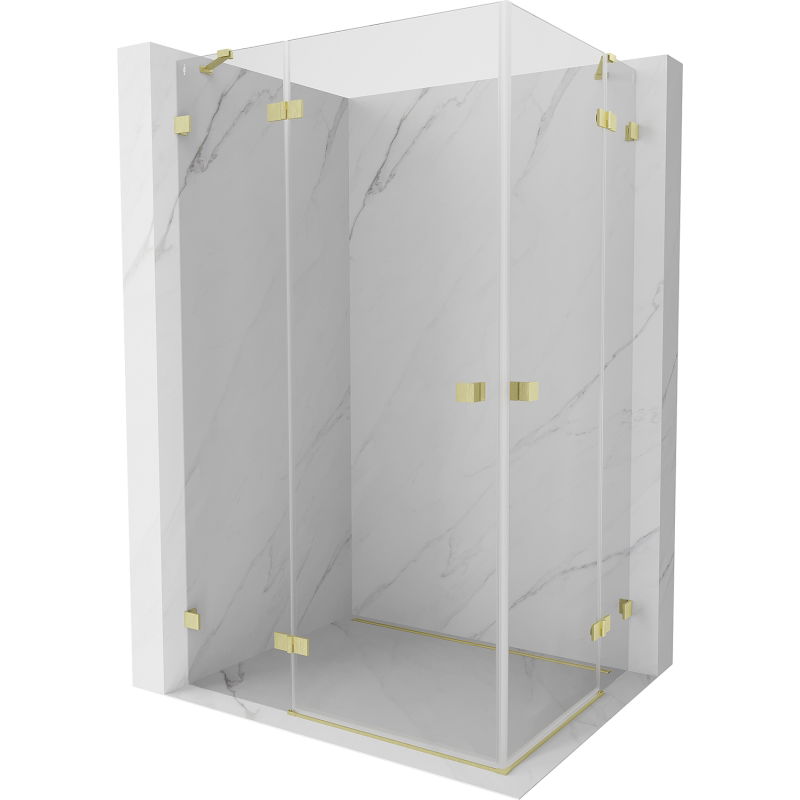 Mexen Lunar Duo cabine de douche pivotante 120 x 70 cm, transparent, or brossé - 834-120L-070P-55-00