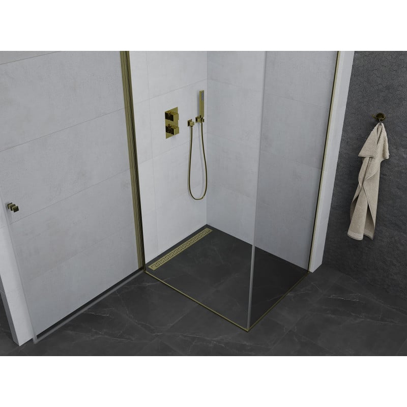 Mexen Pretoria cabine de douche pivotante 90 x 80 cm, transparente, dorée - 852-090-080-50-00