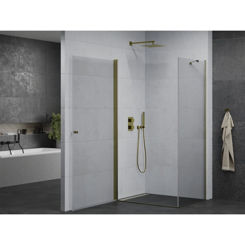 Mexen Pretoria cabine de douche pivotante 90 x 80 cm, transparente, dorée - 852-090-080-50-00