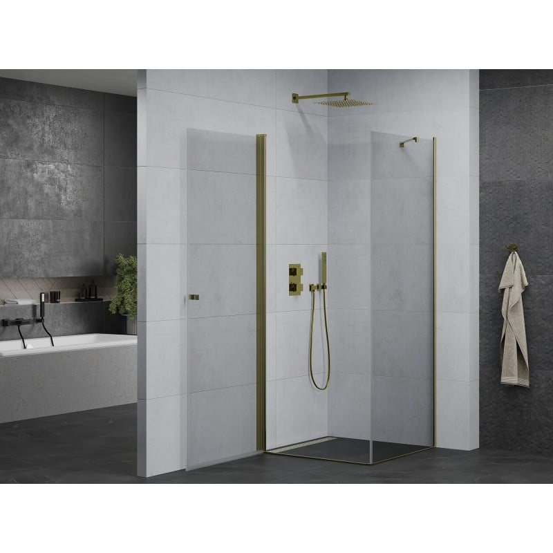 Mexen Pretoria cabine de douche pivotante 90 x 90 cm, transparent, or - 852-090-090-50-00