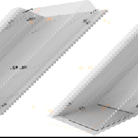 Mexen Lunar Duo cabine de douche pivotante 80 x 70 cm, transparent, or rose - 834-080L-070P-60-00
