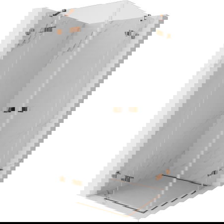 Mexen Lunar Duo cabine de douche pivotante 80 x 80 cm, transparent, or rose - 834-080L-080P-60-00