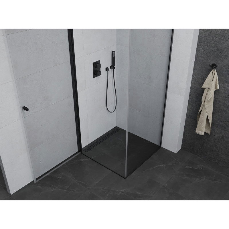 Mexen Pretoria cabine de douche pivotante 80 x 80 cm, transparent, noir - 852-080-080-70-00