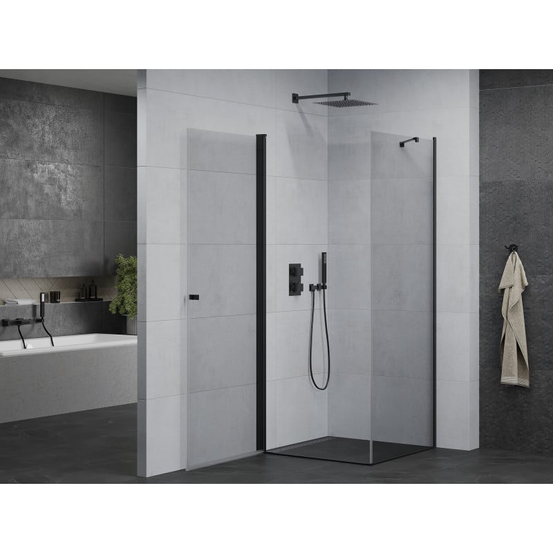 Mexen Pretoria cabine de douche pivotante 90 x 90 cm, transparente, noire - 852-090-090-70-00