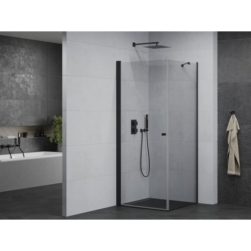 Mexen Pretoria cabine de douche pivotante 90 x 90 cm, transparente, noire - 852-090-090-70-00
