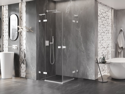 Mexen Lunar L Duo cabine de douche pivotante 85 x 85 cm, transparente, blanche - 834L-085L-085P-20-00