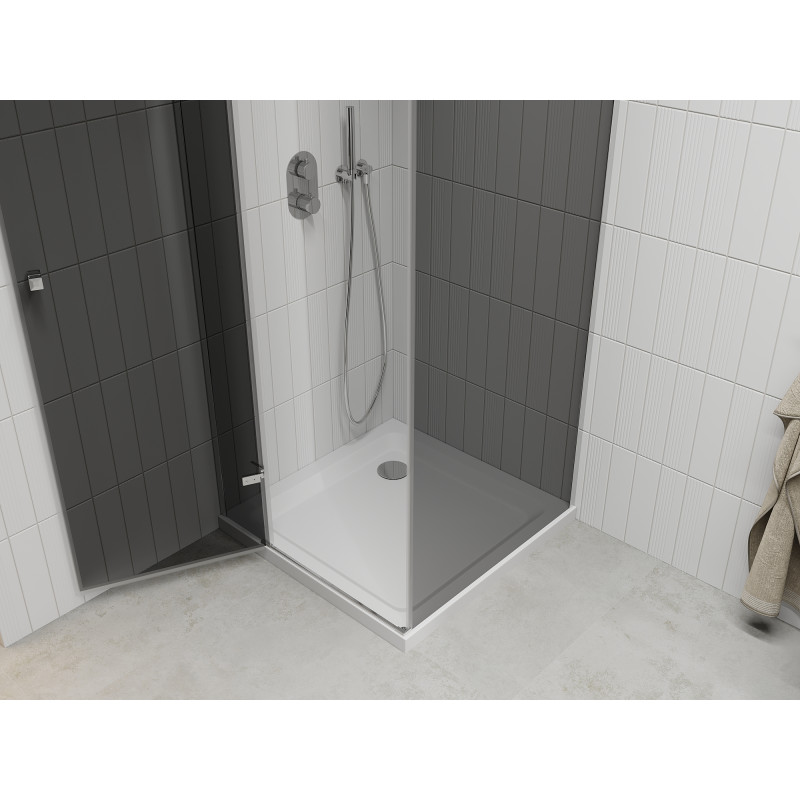 Mexen Roma cabine de douche pivotante 70 x 70 cm, graphite, chrome + receveur plat, blanc - 854-070-070-01-40-4010