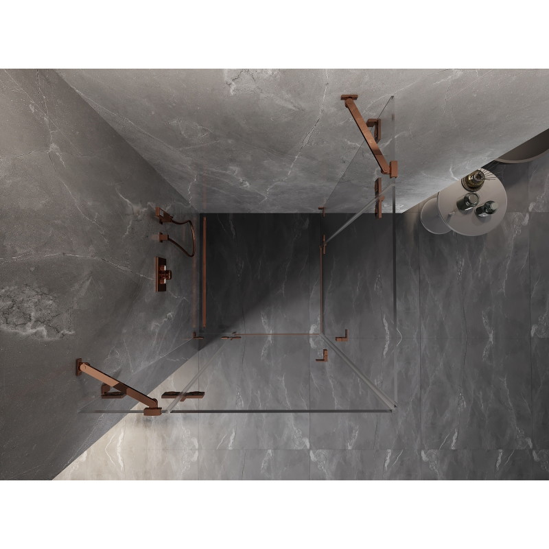 Mexen Lunar Duo cabine de douche pivotante 115 x 115 cm, transparent, or rose - 834-115L-115P-60-00