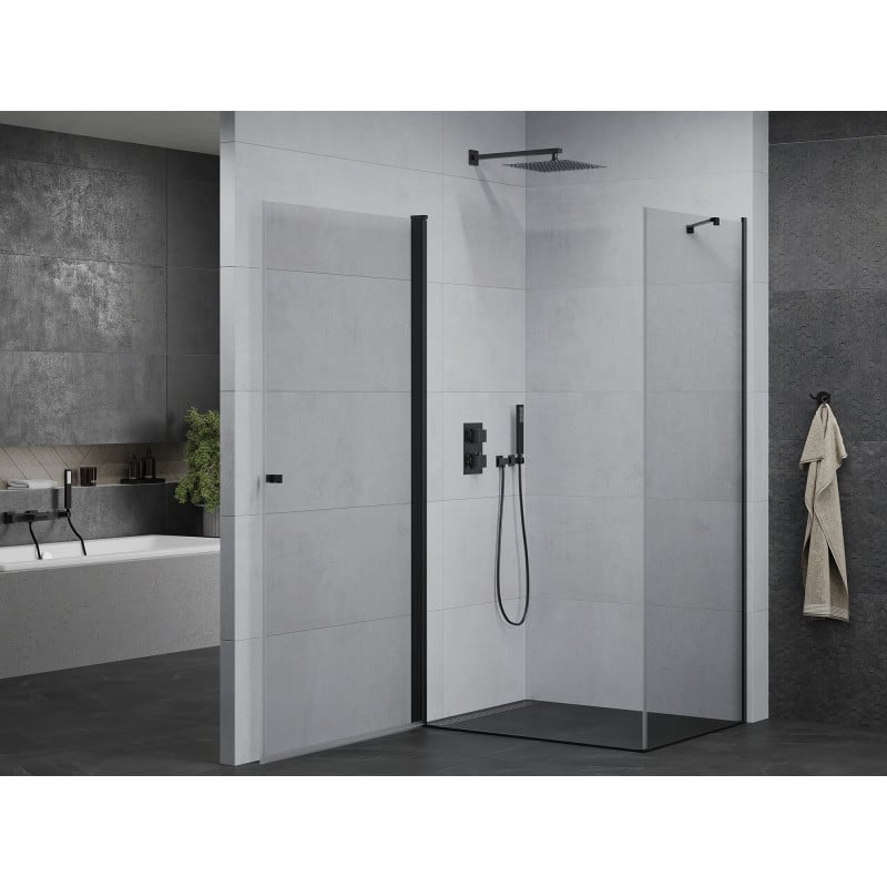 Mexen Pretoria cabine de douche pivotante 80 x 70 cm, transparente, noire - 852-080-070-70-00