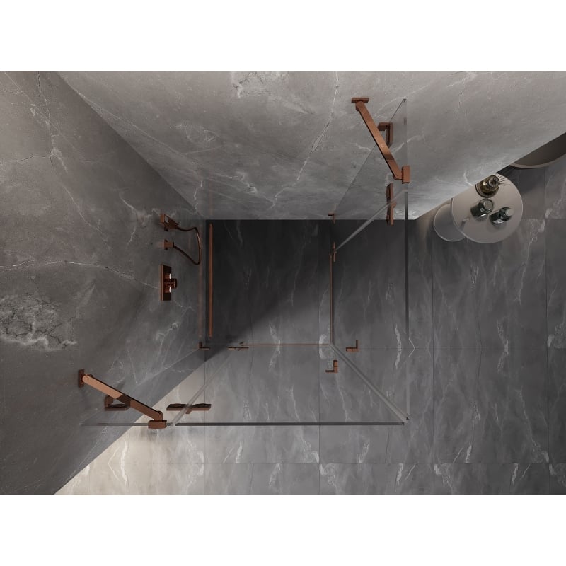 Mexen Lunar Duo cabine de douche pivotante 120 x 120 cm, transparent, or rose - 834-120L-120P-60-00