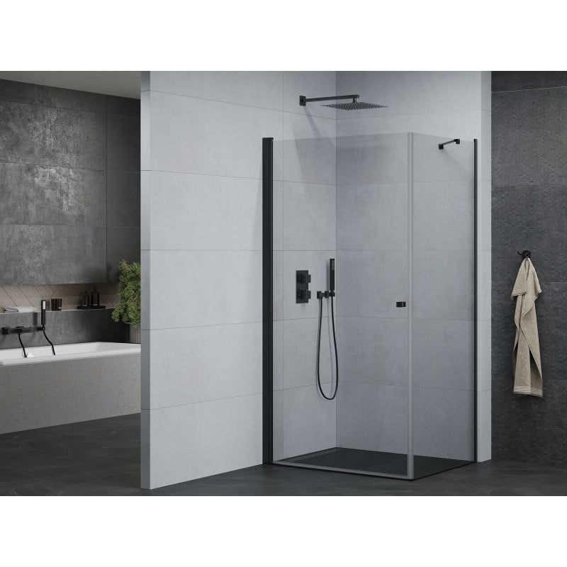 Mexen Pretoria cabine de douche pivotante 80 x 90 cm, transparente, noire - 852-080-090-70-00