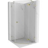 Mexen Lunar cabine de douche pentagonale pivotante droite 100 x 100 cm, transparente, dorée - 831-100P-100L-50-00-P