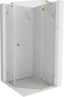 Mexen Lunar cabine de douche pentagonale pivotante droite 100 x 100 cm, transparente, dorée - 831-100P-100L-50-00-P