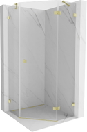 Mexen Lunar cabine de douche pentagonale pivotante droite 80 x 80 cm, transparente, or brossé - 831-080P-080L-55-00-P
