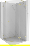 Mexen Lunar cabine de douche pentagonale pivotante droite 90 x 90 cm, transparent, or brossé - 831-090P-090L-55-00-P
