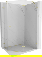 Mexen Lunar cabine de douche pentagonale à charnière droite 100 x 80 cm, transparente, or brossé - 831-100P-080L-55-00-P