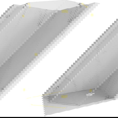 Mexen Lunar cabine de douche pentagonale pivotante droite 100 x 100 cm, transparente, or brossé - 831-100P-100L-55-00-P