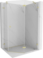 Mexen Lunar cabine de douche pentagonale pivotante droite 100 x 100 cm, transparente, or brossé - 831-100P-100L-55-00-P