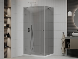 Mexen Roma cabine de douche pivotante 70 x 80 cm, graphite, chrome + receveur Flat, blanc - 854-070-080-01-40-4010