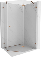 Mexen Lunar cabine de douche pentagonale pivotante droite 90 x 80 cm, transparent, or rose - 831-090P-080L-60-00-P