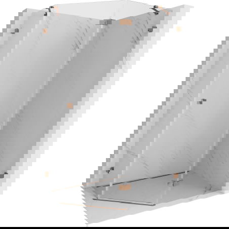 Mexen Lunar cabine de douche pentagonale pivotante droite 100 x 80 cm, transparent, or rose - 831-100P-080L-60-00-P