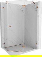 Mexen Lunar cabane de douche pentagonale battante droite 100 x 80 cm, transparent, or rose - 831-100P-080L-60-00-P