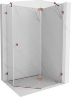 Mexen Lunar cabine de douche pentagonale pivotante droite 100 x 80 cm, transparent, or rose - 831-100P-080L-60-00-P
