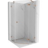 Mexen Lunar cabine de douche pentagonale à charnière droite 80 x 80 cm, transparente, cuivre brossé - 831-080P-080L-65-00-P