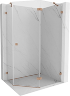Mexen Lunar cabine de douche pentagonale pivotante droite 90 x 80 cm, transparent, cuivre brossé - 831-090P-080L-65-00-P