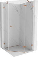 Mexen Lunar cabine de douche pentagonale pivotante à droite 90 x 90 cm, transparent, cuivre brossé - 831-090P-090L-65-00-P