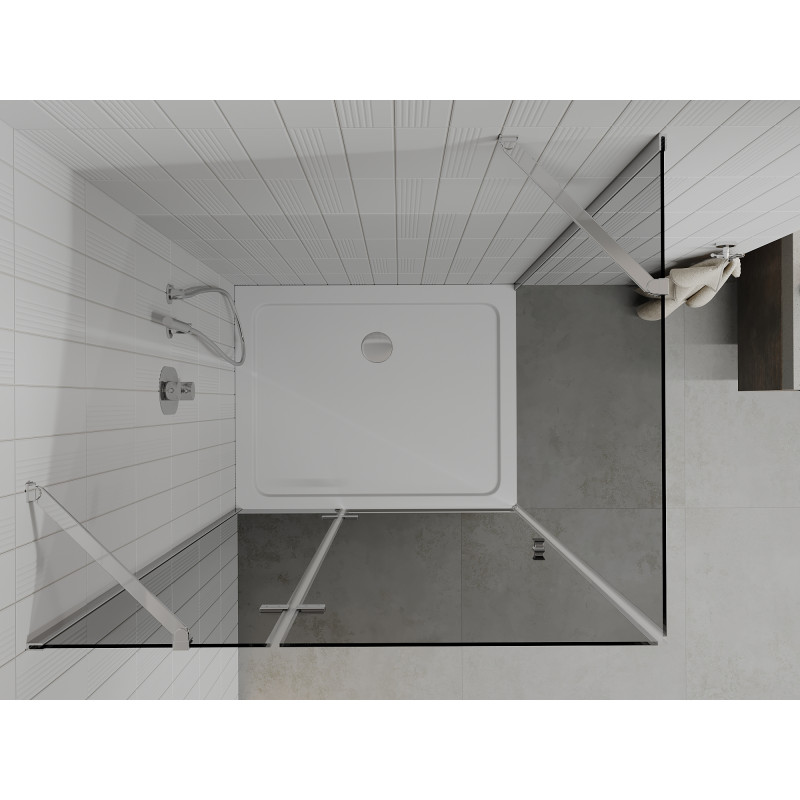 Mexen Roma cabine de douche pivotante 70 x 90 cm, graphite, chrome + receveur Flat, blanc - 854-070-090-01-40-4010